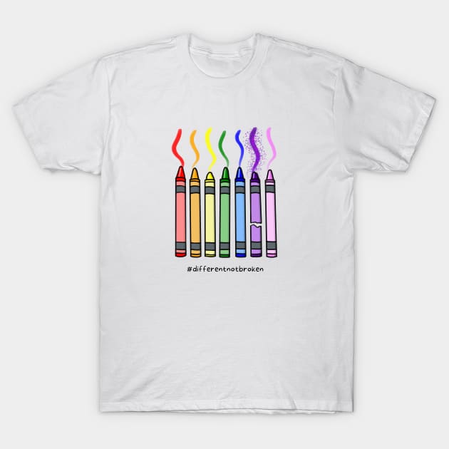 Rainbow Crayons – Autism Awareness T-Shirt by bumpyroadway08